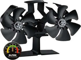 Blfire 763475420147 Wood Stove Fan Heat Powered Dual Motor Non Electric 12-blade Black
