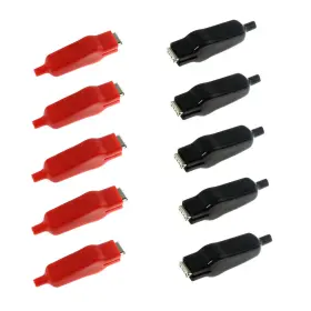 Bnafes 726084172814 10-pack 20a Insulated Alligator Clips - Electric Circuit Test Clamps 5 Red