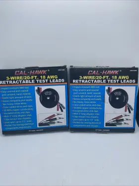 Cal-hawk Czatl320 Cal-hawk 3 Wire 20 Ft 18 Awg Retractable Test Leads Alligator Clips Cal-hawk Czatl320 Cal-hawk 3 Wire 20 Ft 18 Awg Retractable Test Leads Alligator Clips
