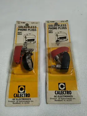 Calectro F2-801 Vintage Solderless Phono Plugs Right Angle 2 Packs