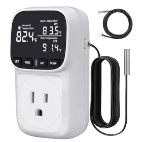 Comyan Usb-tcw1 Temperature Controlled Outlet With 16.4ft And 6.5ft 2 Probes White