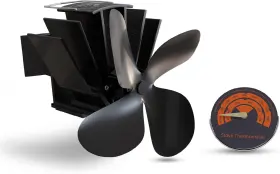 D1j4h 196852791231 Fireplace Fan With Thermometer - Wood Stove Set For Standard Black
