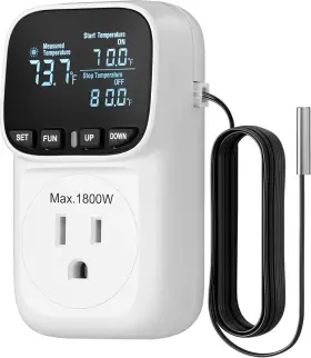 Dewenwils Htcs02a Digital Temperature Controller Heavy Duty 15a/1800w White