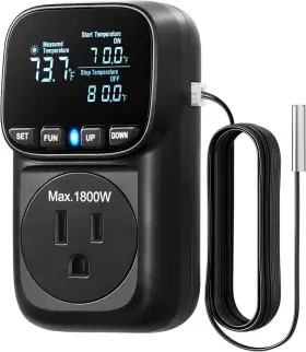 Dewenwils Htcs02b1 Digital Temperature Controller Heavy Duty 15a/1800w Black Dewenwils Htcs02b1 Digital Temperature Controller Heavy Duty 15a/1800w Black
