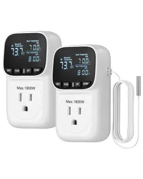 Dewenwils Htcs02c Digital Temperature Controller 2 Pack15a/1800w White Pack