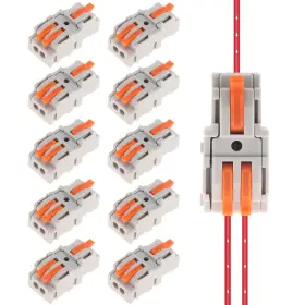 Diann 03540 10pcs Lever Wire Connectors 1 In 2 Out Circuit Inline Splices Electrica