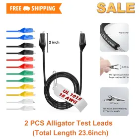 Edgelec Fe L50/12pcs 12 Pcs Alligator Clips 20in Ul1015/18awg 6 Colors Durable Test Leads 1.77in