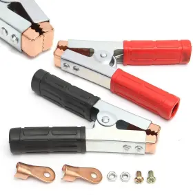 Exgoofit 445014528523 Insulated Alligator Clips Durable Heavy Duty Black And Red Boot Metal Spring Loade