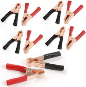 Exgoofit 795042075061 Insulated Alligator Clips Durable Heavy Duty Black And Red Boot Metal Spring Loade