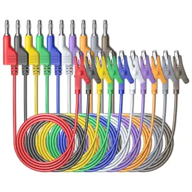 Goupchn P1044-10c-100 Stackabe Banana Plug To Alligator Clips Test Leads 10 Colors Soft Flexible El
