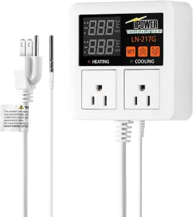 Ipower Glctrlheatcool10v1 Temperature Controller 1200w 10a Dual Digital Outlet Thermostat White Ipower Glctrlheatcool10v1 Temperature Controller 1200w 10a Dual Digital Outlet Thermostat White
