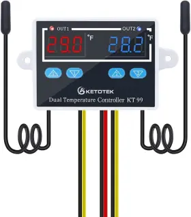 Ketotek Kt99b Digital Dual Temperature Controller 120v Fahrenheit Thermostat 10a With 2 Ketotek Kt99b Digital Dual Temperature Controller 120v Fahrenheit Thermostat 10a With 2