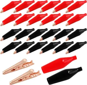 Kyuionty 313043173199 24 Pcs Copper Alligator Clips Insulated Electrical Test Kit Cro