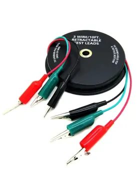 Ll&k 091044648112 3 Wire/20-ft. Retractable Test Leads 18 Gauge Alligator Clips In Reel
