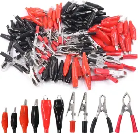 Mardatt 313095060065 108 Pcs Metal Alligator Clip Clamp Assortment Kit Red Black Electrical Test Clam