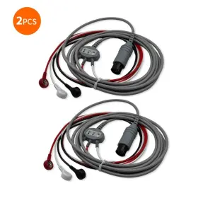 Medten 42316 Compatible 3-lead One-piece Ecg Cable With Snap End Aha For Aami #2 Iec New 2pcs Medten 42316 Compatible 3-lead One-piece Ecg Cable With Snap End Aha For Aami #2 Iec New 2pcs