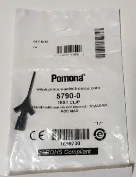 Pomona 5790-0 Micrograbber Clip Rotating With 2x .025 Inch Square Pins Black Pomona 5790-0 Micrograbber Clip Rotating With 2x .025 Inch Square Pins Black