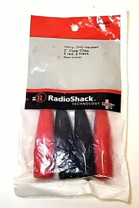 Radio Shack 270-0349 4 Pcs Heavy Duty Insulated 2 Inch Claw Clips Clamps Red Bla