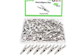 Ruibapa P-058 100 Pcs Metal Alligator Clips 35 Mm/1.38 In Nickel Plated Spring Cl Ruibapa P-058 100 Pcs Metal Alligator Clips 35 Mm/1.38 In Nickel Plated Spring Cl