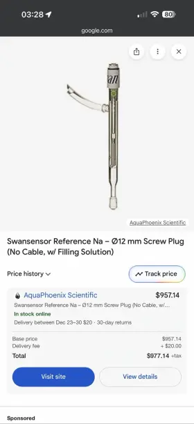 Swan Analytical A-87.840.100 Swansensor Sodium Reference Electrode. Can T Beat This Price Brand New Sealed Swan Analytical A-87.840.100 Swansensor Sodium Reference Electrode. Can T Beat This Price Brand New Sealed