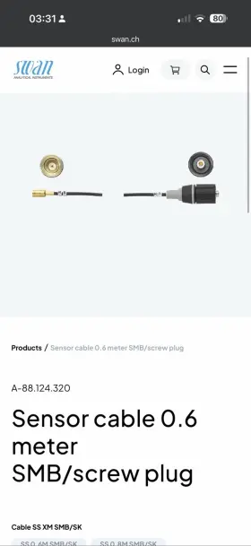 Swan Analytical A-88.124.320 Swansensor Electrode Cables Swan Analytical A-88.124.320 Swansensor Electrode Cables