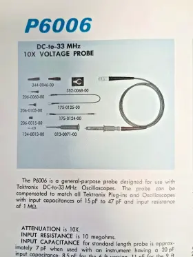 Tektronix 010-0127-00 Probe P6006 Bnc 10x 3.5ft 10mohms Accessories Instruction Manual New Tektronix 010-0127-00 Probe P6006 Bnc 10x 3.5ft 10mohms Accessories Instruction Manual New