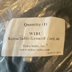 Telco Sales Inc. W1bu Inc. Retractable Ground Cord 40ft Grounding Cable