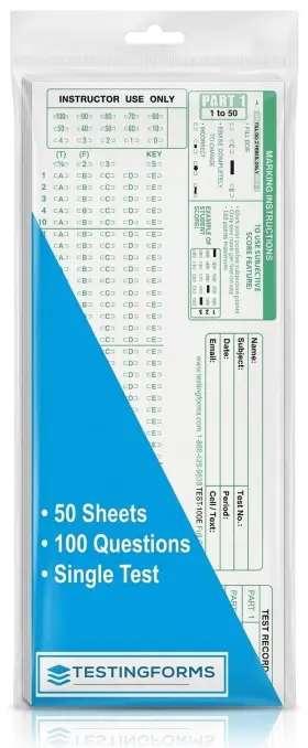 Testingforms 609728861070 Test-100e 882 E Scantron Compatible Testing Forms 50 Sheet Pack