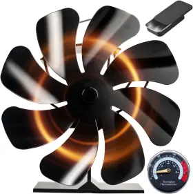 Tomersun Xyd-633rn Wood Stove Fan Heat Powered 8-blade Medium Balck