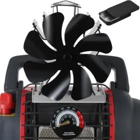 Tomersun Xyd-s24gut Wood Stove Fan 8 Blades Heat Powered Fireplace Large Balck