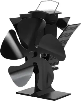 Tomersun Xyd-tm85s Stove Fan 5 Blades Wood Silent Heat Powered Medium Black