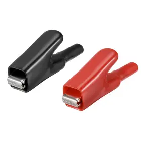 Uxcell 714998313638 2 Pcs Iron Alligator Clip Adapter 50a Test Clamp Full Shroud Red Black