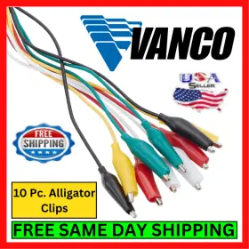 Vanco 741835006750 Alligator Clip Test Lead Set Heavy Duty 10 Pc. 22 Inch Long Multi-colored Kit