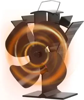 Voda Vdsf652b Wood Stove Fan Small New Designed 4 Blades Heat Powered Black