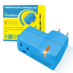 Yelodeer 16956 1 Pc Upgraded Thermostat Outlet For Greenhouse And Well House Heater Blue Yelodeer 16956 1 Pc Upgraded Thermostat Outlet For Greenhouse And Well House Heater Blue