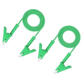 Zaplyte 649603873309 2 Pcs Dual-ended Alligator Clips Test Leads 15a 1m/3.28ft Green
