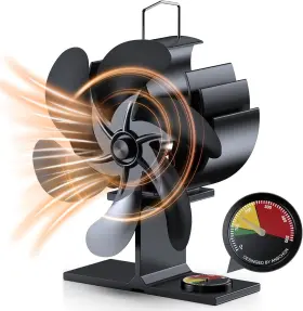 Zgrmbo Asc-hhf-s170 Wood Stove Fan 6 Blades Heat Powered Fireplace With L Black Zgrmbo Asc-hhf-s170 Wood Stove Fan 6 Blades Heat Powered Fireplace With L Black