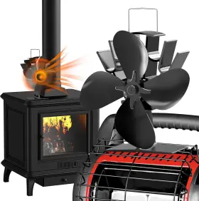 Zhengxoo Hl-500j Heat Powered Wood Stove Fan 4-blade Fireplace For One Size Black